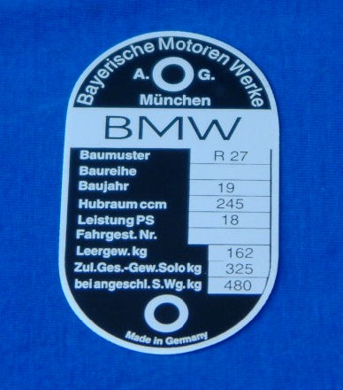 Typenschild R27  V