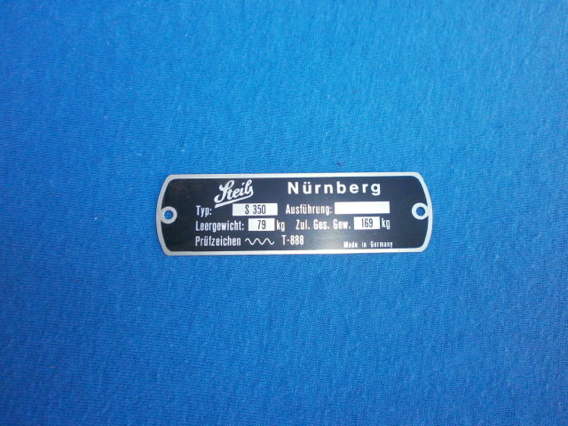 Typenschild Steib S 350